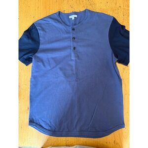 Wallace & Barnes Shirt Mens Sz Medium  Two Tone Henley Button Cotton